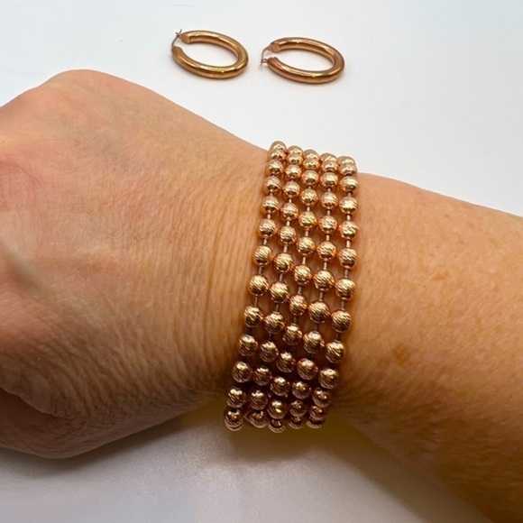 BRILLIANT Rose Gold Color Bracelet and Pierced Earring Set - Picture 1 of 6